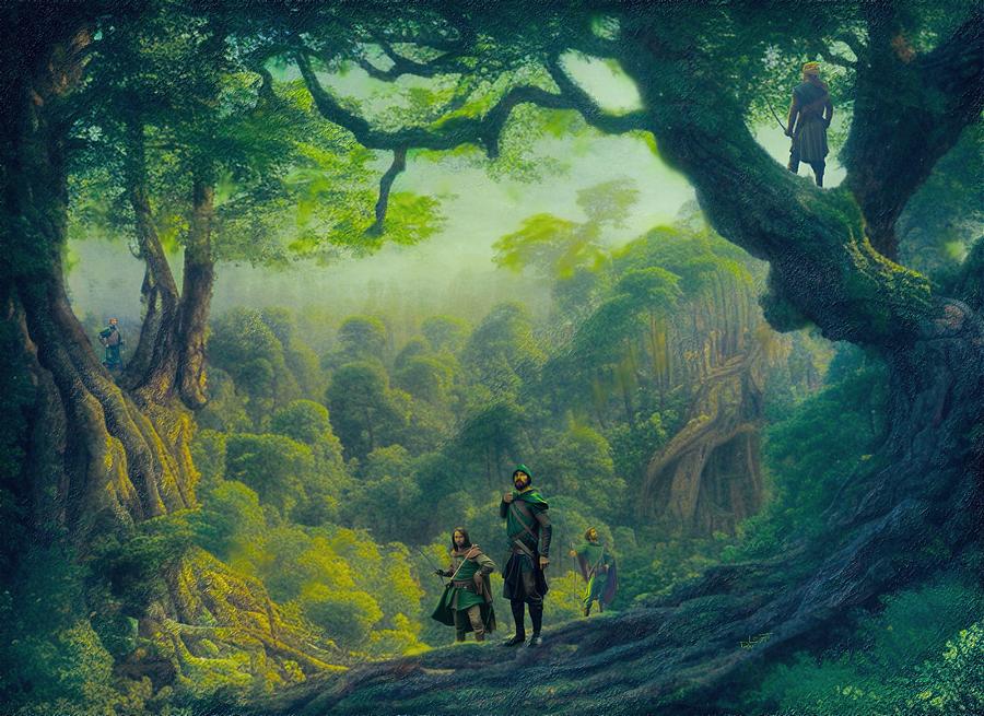 Robin Hood and His Merry Men Digital Art by David Luebbert