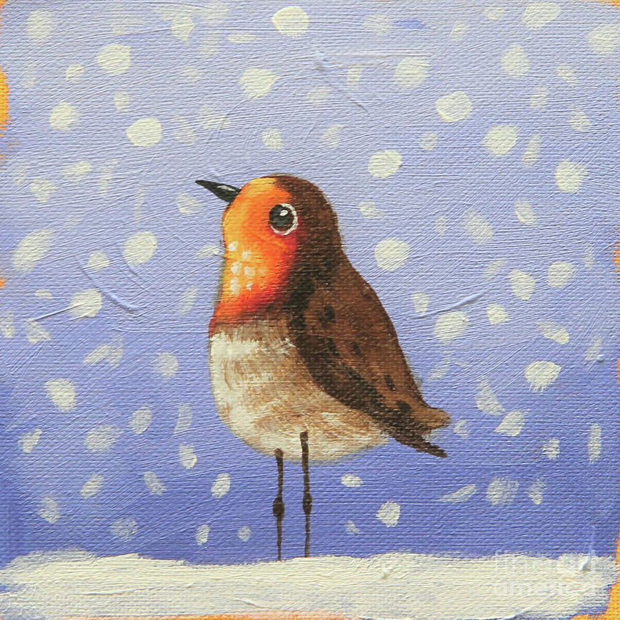 Robin in the Snow Painting by Lucia Stewart
