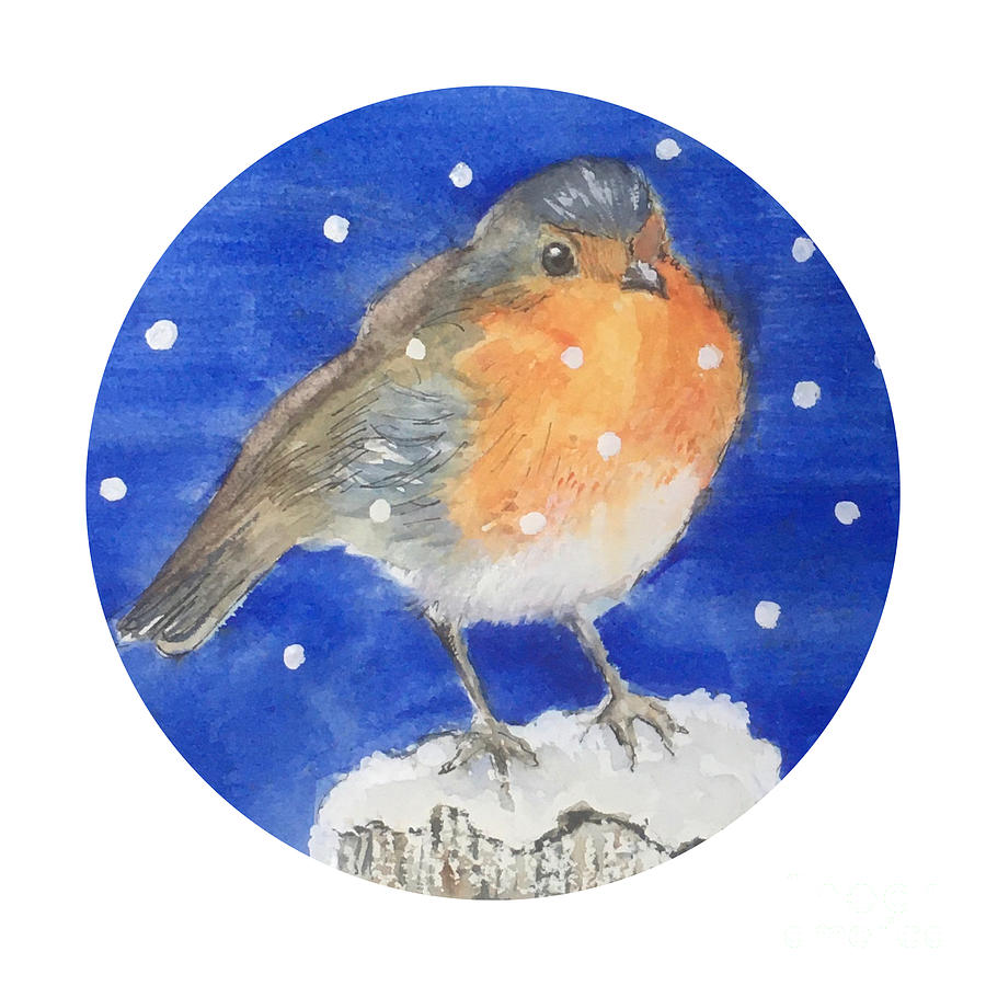 Robin  in the Snow Painting by Maxie Absell