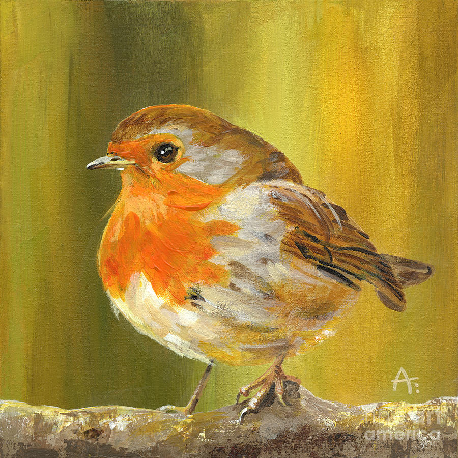 Robin Red Breast - painting Painting by Annie Troe - Fine Art America