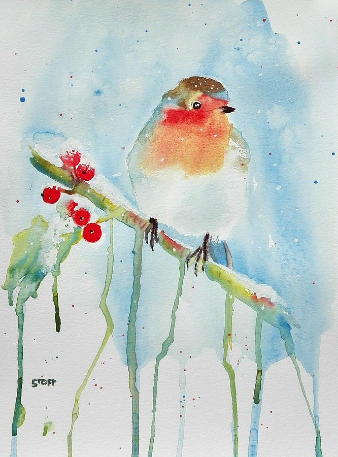 Robin Painting by Sandie Croft
