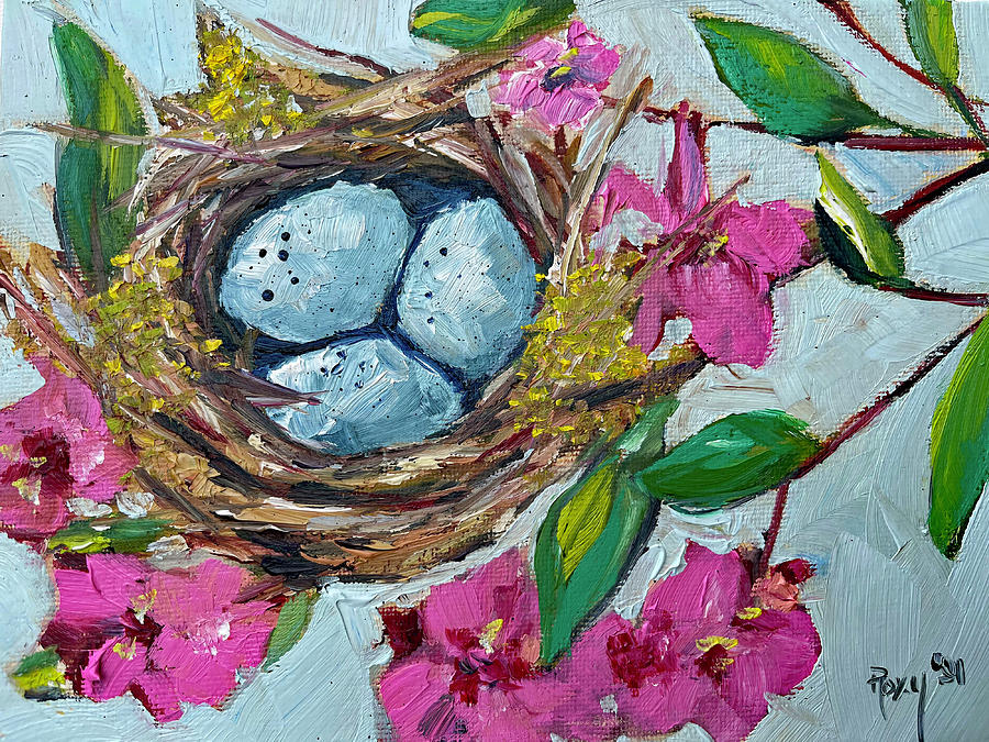 Robins Nest Painting by Roxy Rich