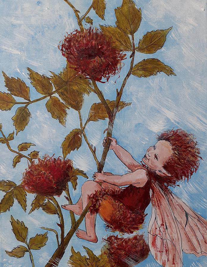 Robins Pincushion After Cicely Mary Barker  Painting by Betty-Anne McDonald