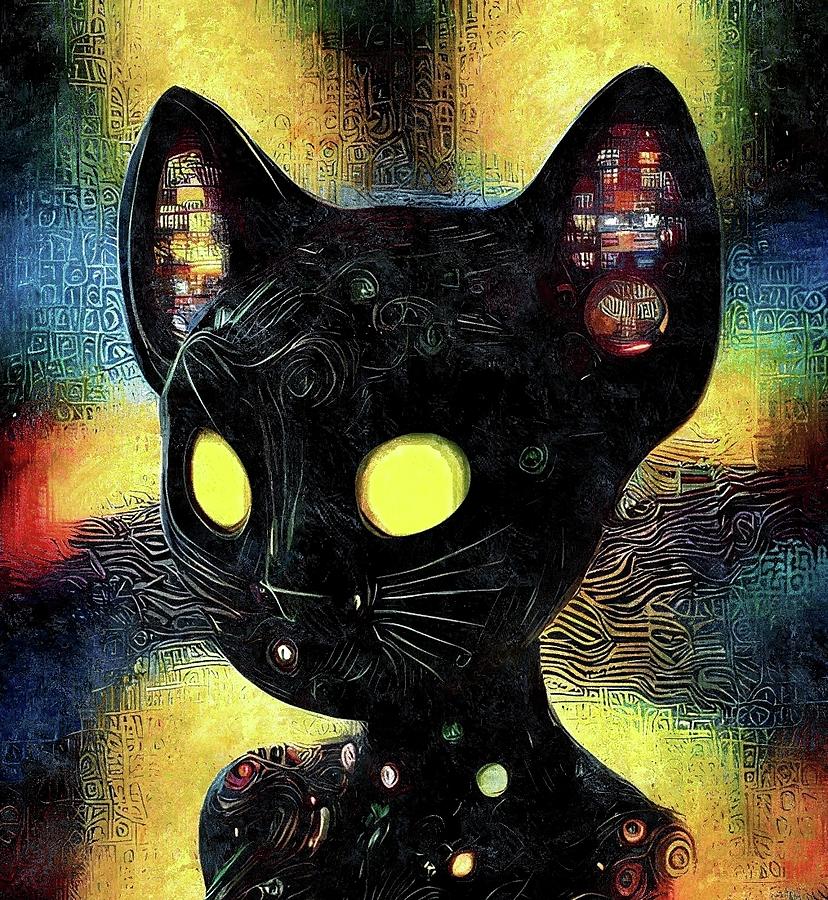 Robo-Cat  Digital Art by Ally White