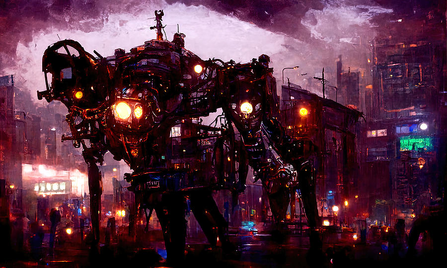 Robo-City, 02 Painting by AM FineArtPrints