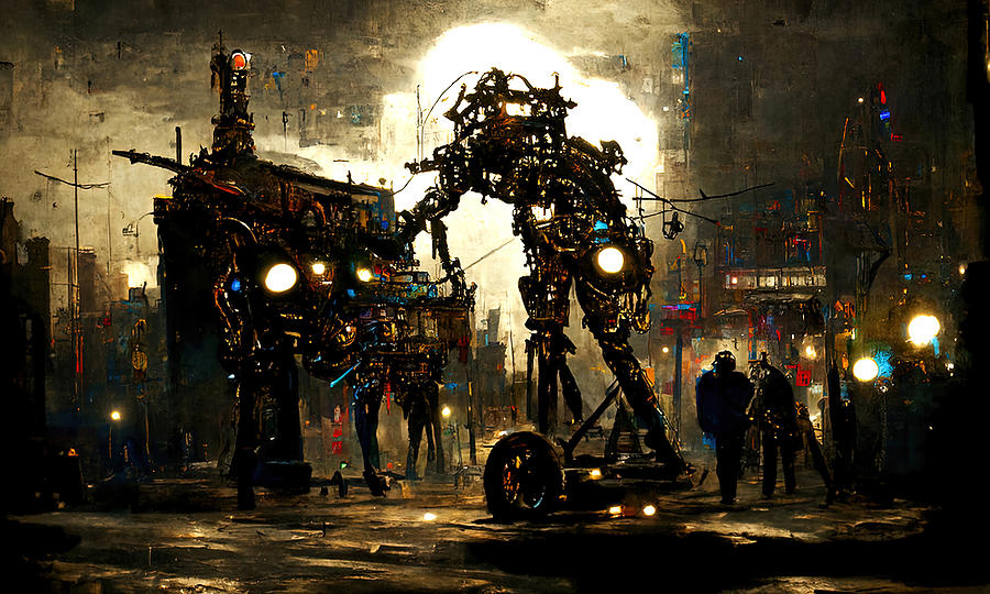 Robo-City, 03 Painting by AM FineArtPrints
