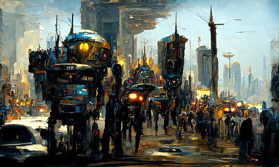 Robo-City, 05 Painting by AM FineArtPrints
