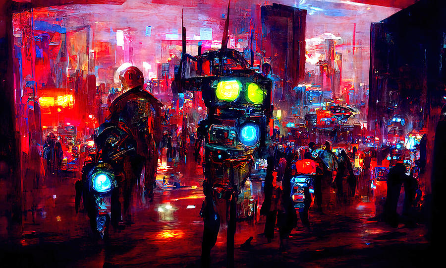 Robo-City, 06 Painting by AM FineArtPrints