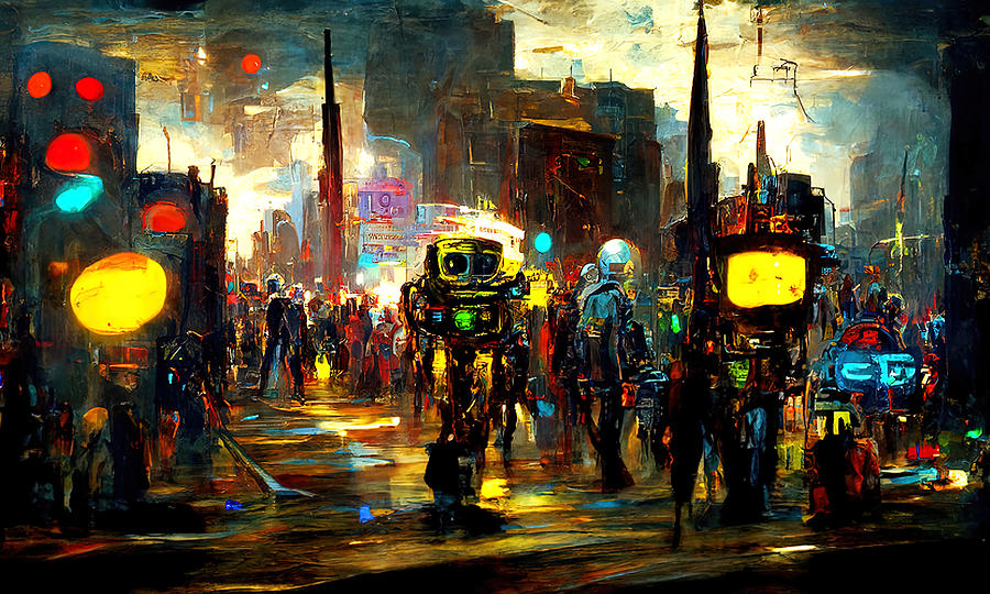 Robo-City, 07 Painting by AM FineArtPrints