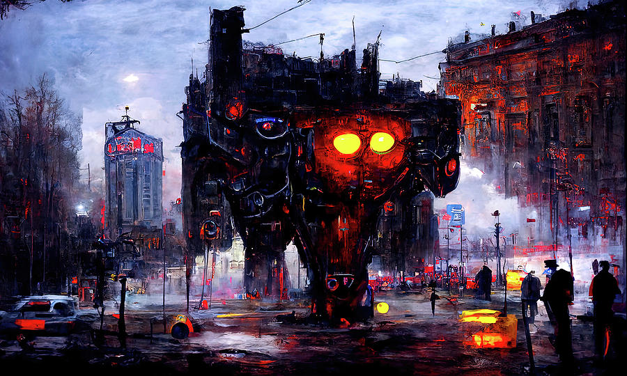 Robo-City, 09 Painting by AM FineArtPrints