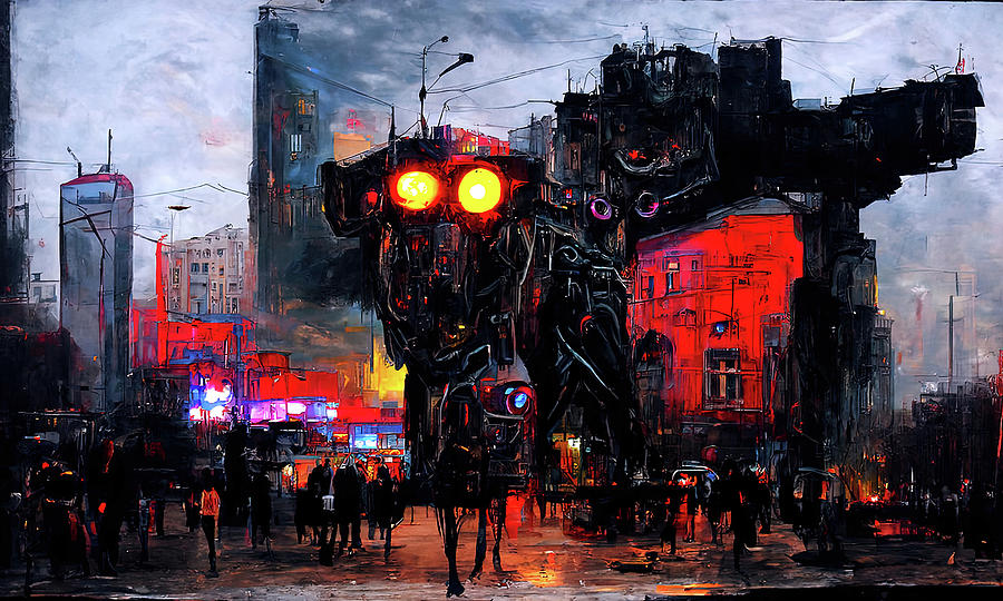 Robo-City, 10 Painting by AM FineArtPrints