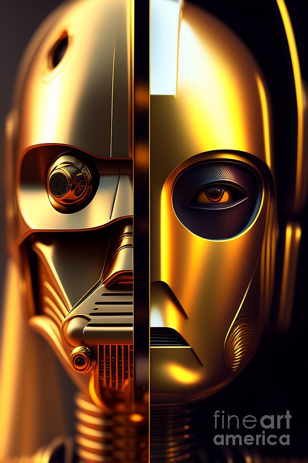 Robot illustration with two faces in the same face, Digital Art by ...