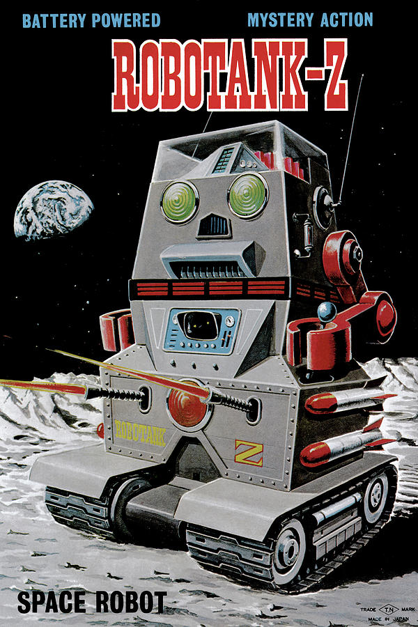 Vintage Drawing - Robotank-Z Space Robot by Vintage Toy Posters
