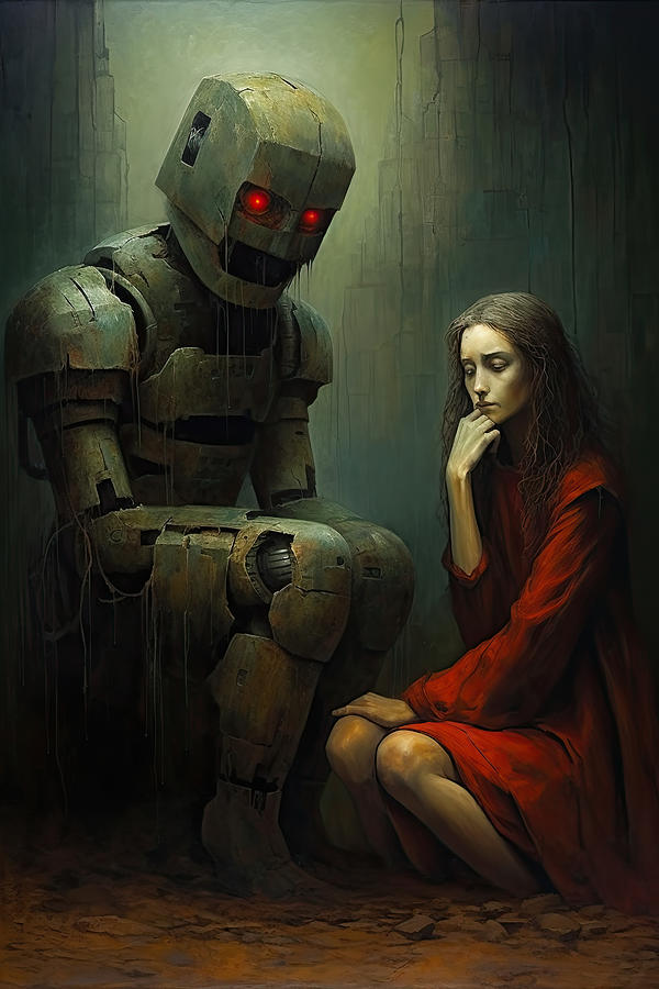 Dungeon Painting - Robots and Humans No.2 by My Head Cinema