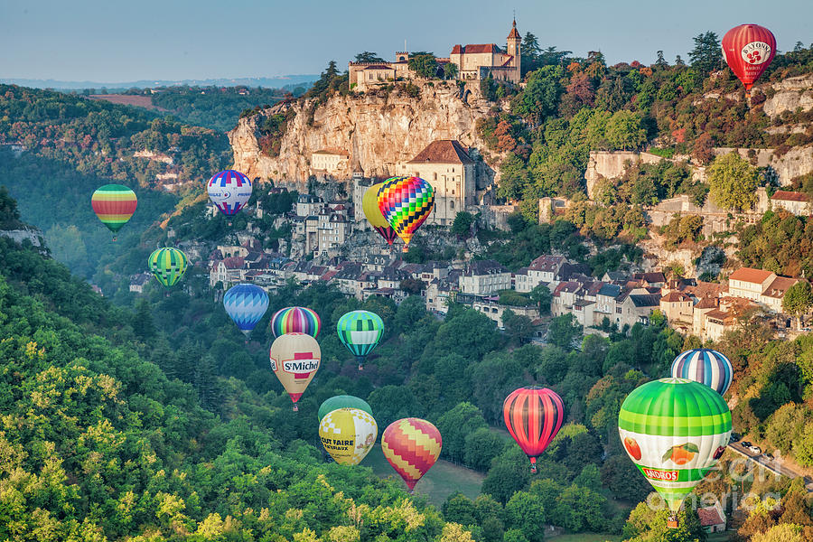 Rocamadour Midi-Pyrenees France Hot Air Balloons Photograph by Colin and Linda McKie