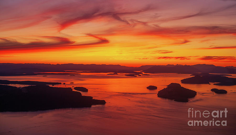 Roche San Juan Islands Aerial Sunset Photograph by Mike Reid