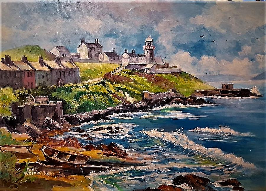 Roches Point Light House County Cork Ireland Painting by Paul Weerasekera