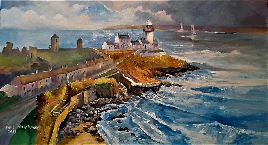 Rochespoint Light House County Cork Ireland Painting by Paul Weerasekera