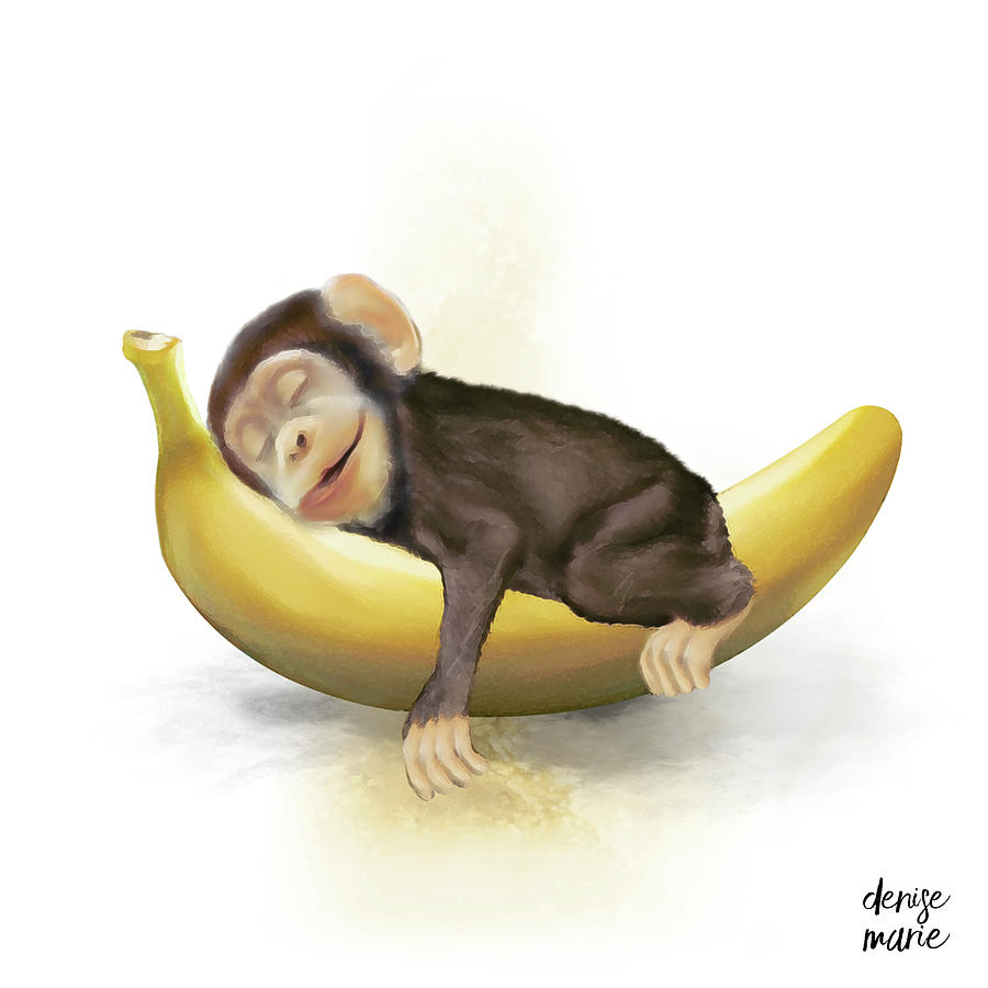Rock A Banana Baby Monkey Sleeping Drawing By Denise Marie