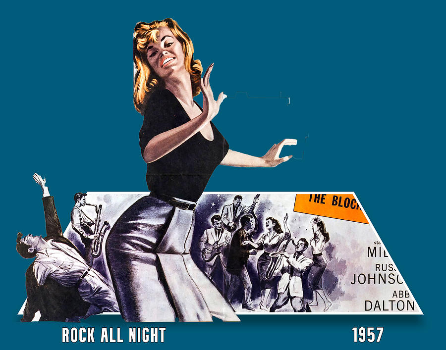 Vintage Mixed Media - Rock All Night, 1957, 3d movie poster by Movie World Posters