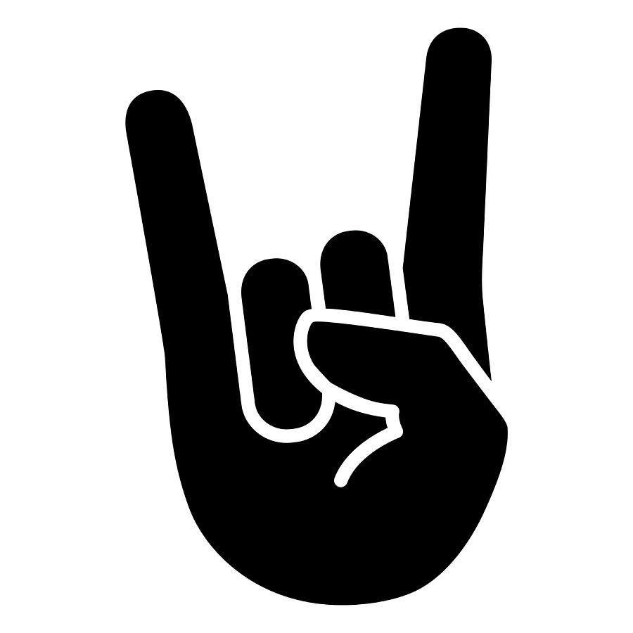 Rock amp Roll Emoji Hand Sign Black Poster Painting by White Murphy ...