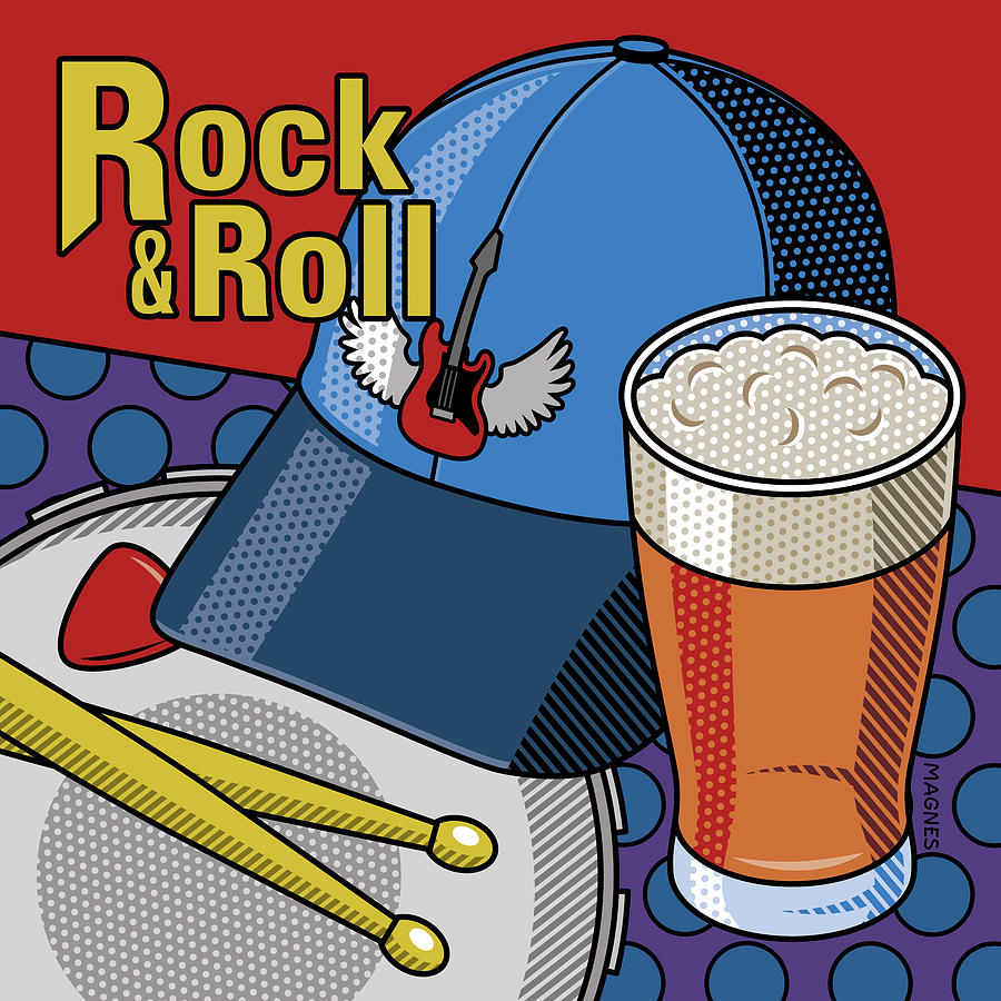 Rock And Roll Digital Art - Rock and Roll and a Beer by Ron Magnes