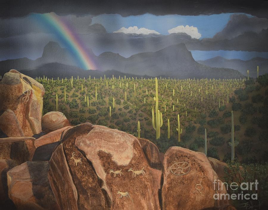 Saguaro National Park Painting - Rock Artists by Jerry Bokowski