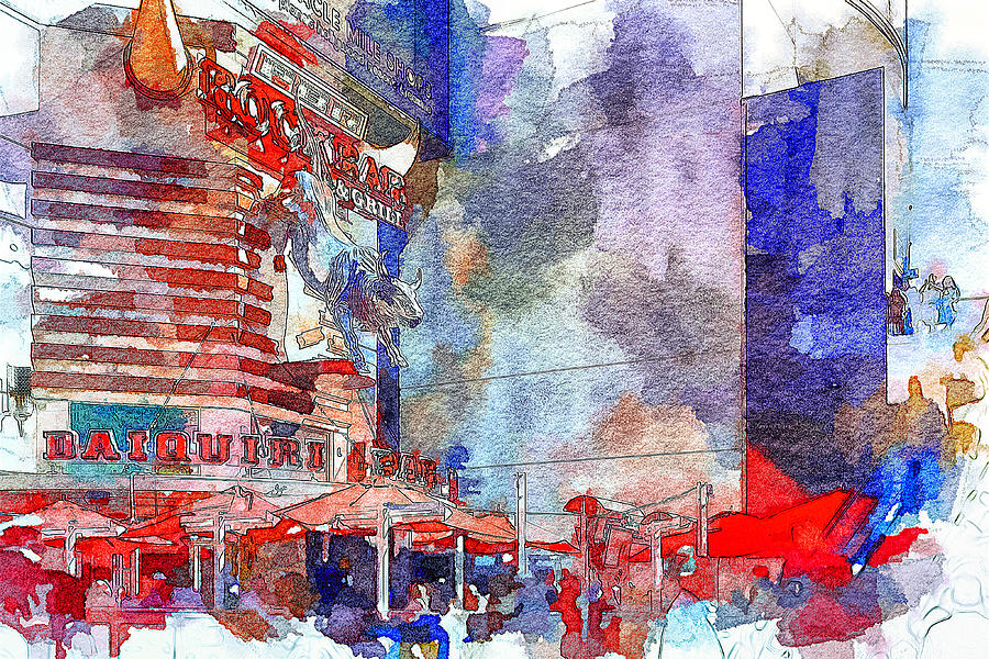 Rock Bar and Grill Las Vegas Strip Digital Art by Tatiana Travelways