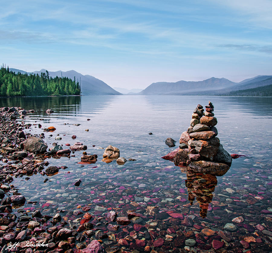 Rock Cairn at Lake McDonald Photograph by Jeff Goulden