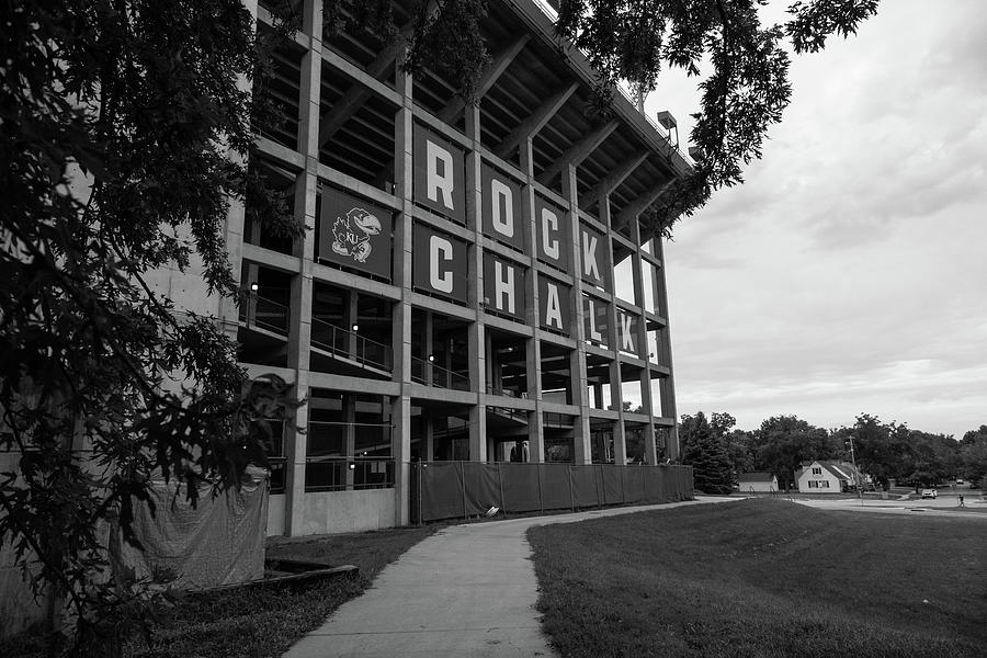 Rock Chalk at the University of Kansas in black and white Photograph by Eldon McGraw