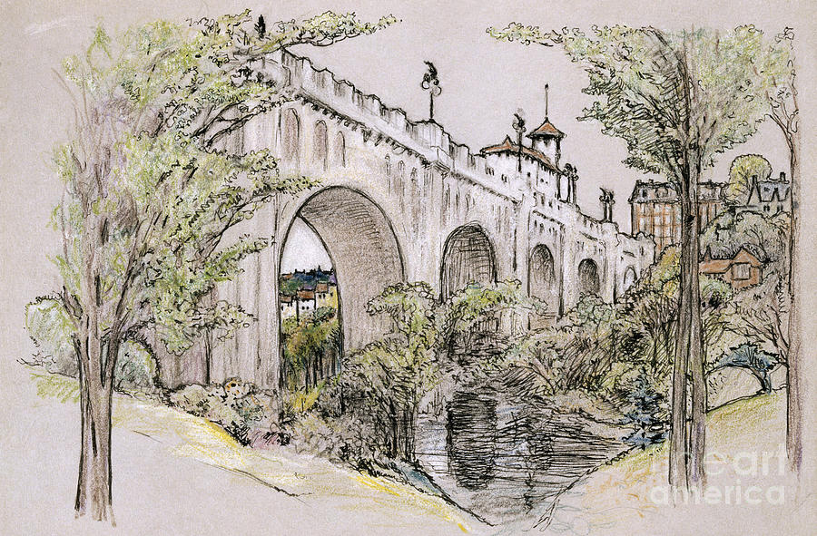 Rock Creek Park, c1918 Drawing by Robert Latou Dickinson