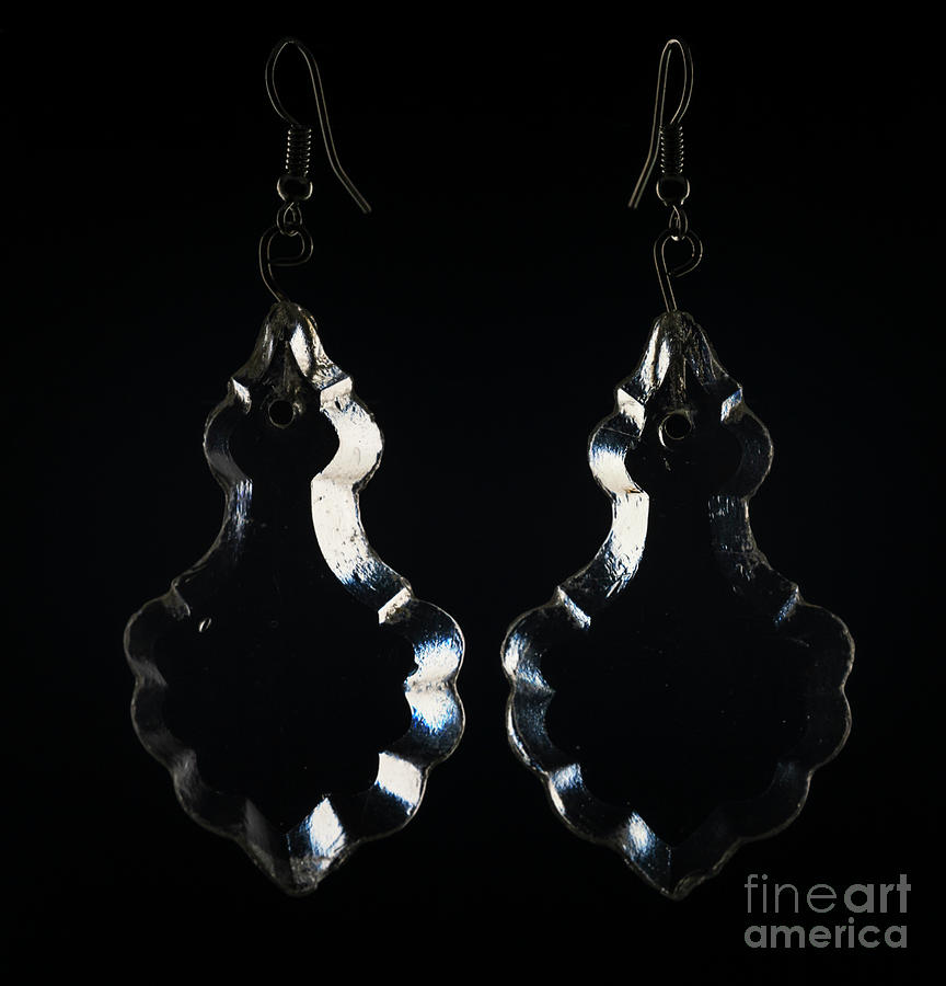 Rock crystal earrings from antique lamps Black Background Photograph by Pablo Avanzini