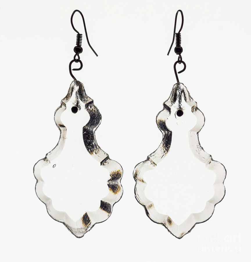 Rock crystal earrings from antique lamps White Background Photograph by Pablo Avanzini