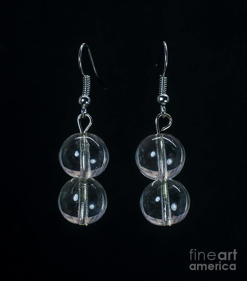 Rock crystal sfere earrings from antique lamps black Photograph by Pablo Avanzini