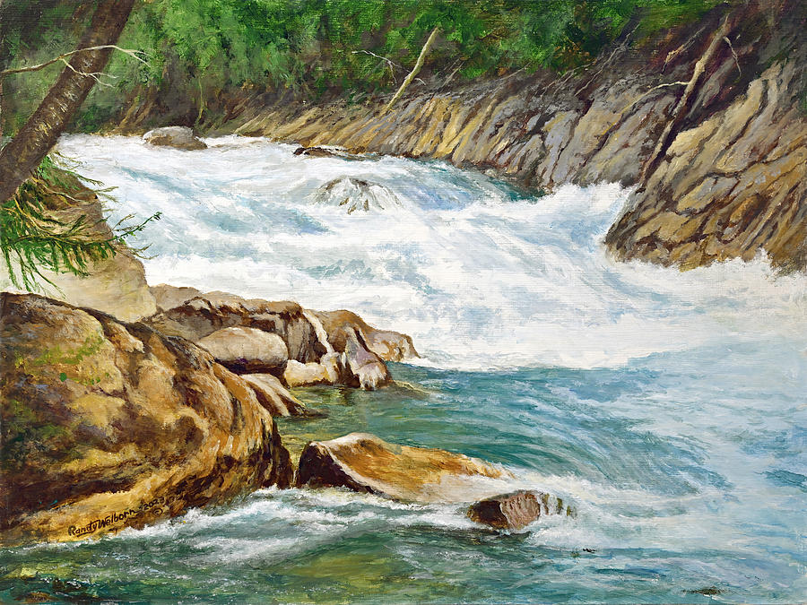 Rock Flour Rapids, Canadian Rockies Painting by Randy Welborn