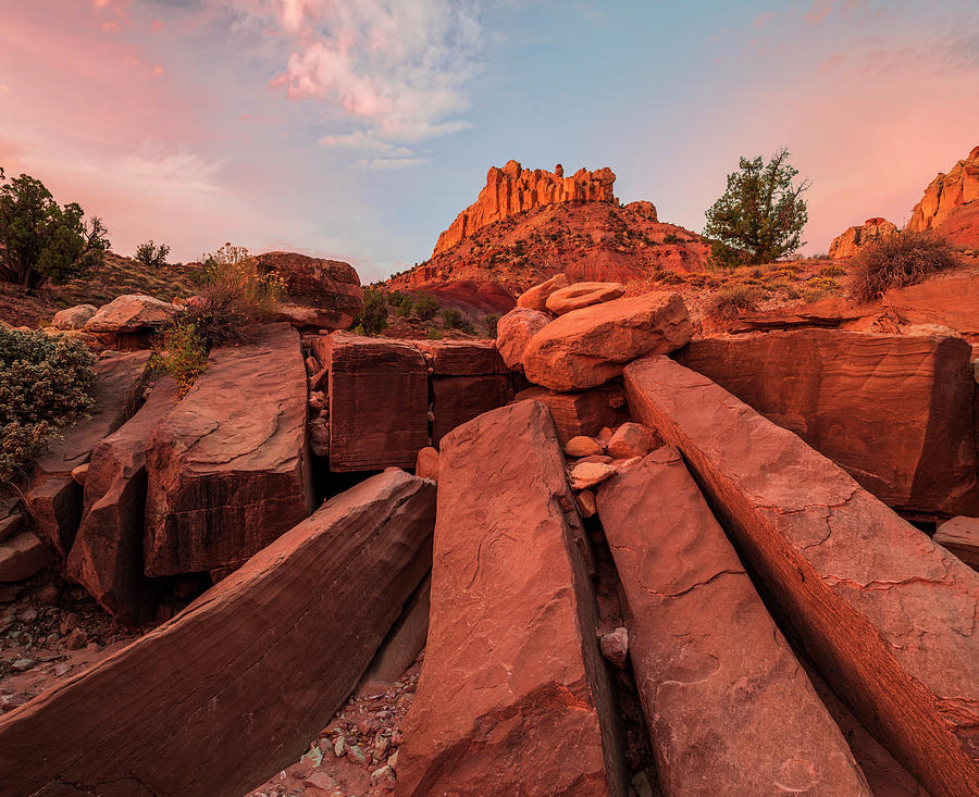 Rock formations in desert at sunset, Grand Staircase-Escalante National Monument, Utah, USA Photograph by Panoramic Images