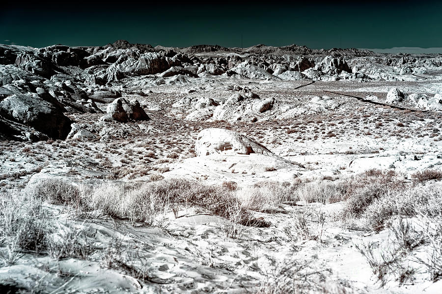 Rock Formations in the Desert Infrared at the Valley of Fire Photograph by John Rizzuto