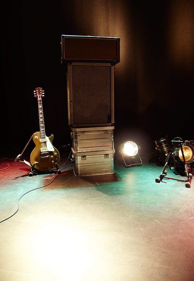 Rock guitar gear on stage Photograph by Henrik Sorensen