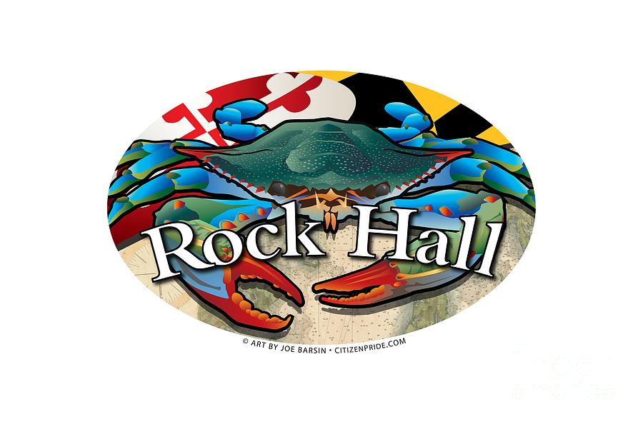 Rock Hall Maryland Blue Crab Oval Digital Art by Joe Barsin
