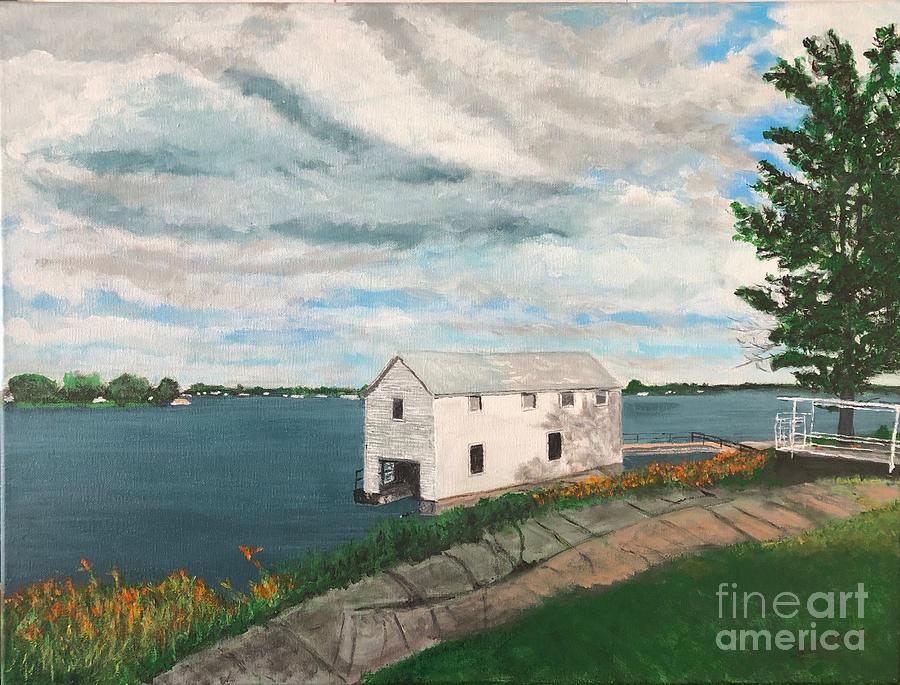 Rock Island Boathouse Painting by Joel Charles