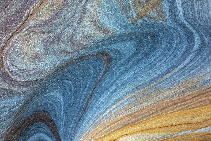 Rock Lines in Gold and Blue Photograph by Anita Nicholson Rock Lines in Gold and Blue Photograph by Anita Nicholson