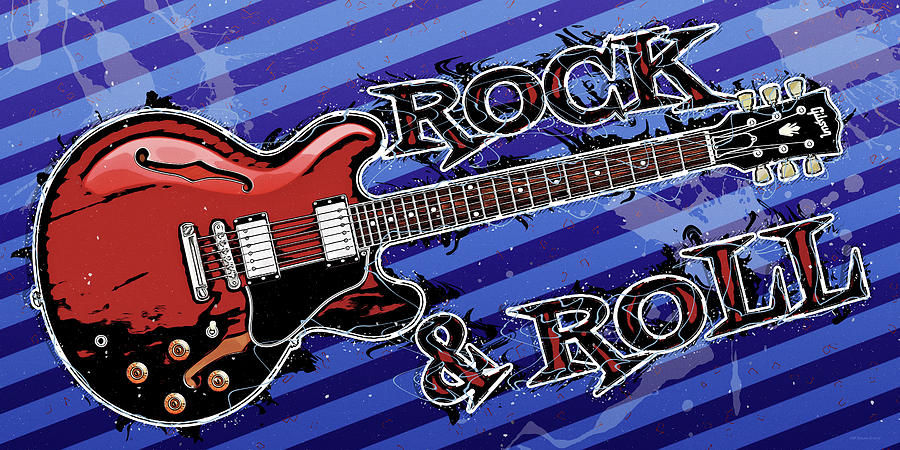Chuck Berry Digital Art - Rock n Roll ES335 by WB Johnston