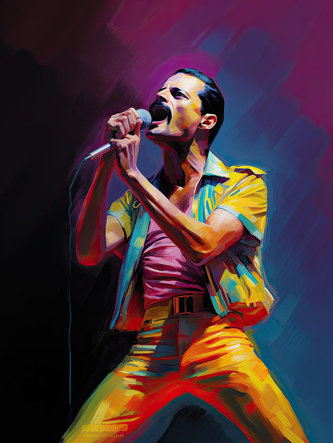 Freddie Mercury Painting - Rock never dies by My Head Cinema