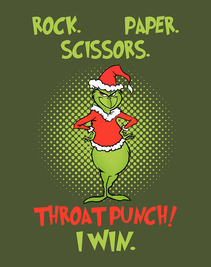 Rock Paper Scissors Throat Punch I Win Funny Grinch Christmas Unisex T