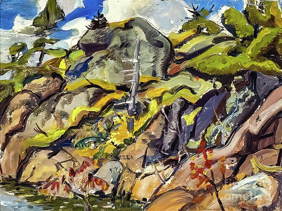 Rock Rhythm Georgian Bay by Arthur Lismer 1944 Painting by Arthur Lismer