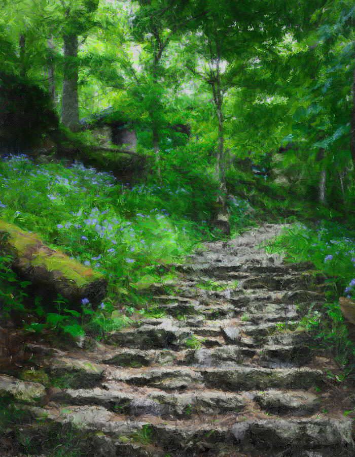 Rock Steps In Spring Painting by Dan Sproul