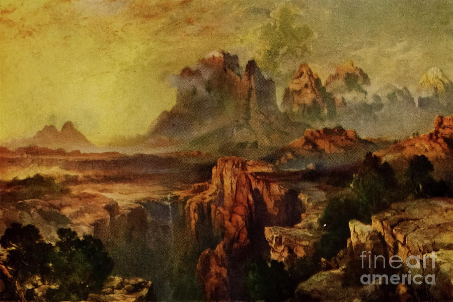 ROCK TOWERS OF THE RIO VIRGIN, GRAND CANYON w2 Drawing by Historic Illustrations