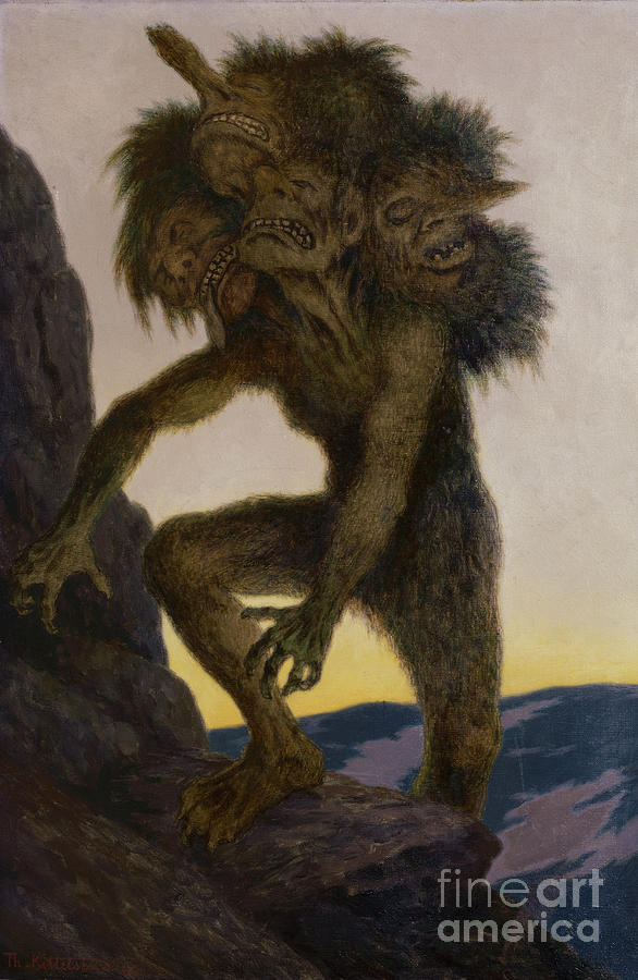 Rock troll, 1905 Painting by O Vaering by Theodor Kitteslen