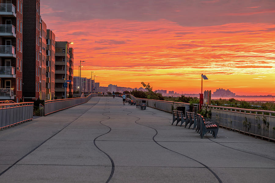 Rockaway Boardwalk at Sunrise Photograph by Eric Glaser