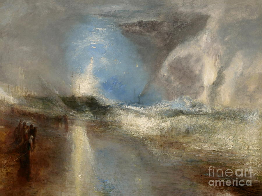 Rockets and Blue Lights to Warn Steam Boats of Shoal Painting by William Turner